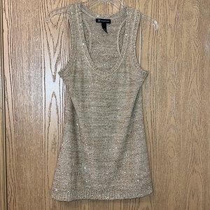 INC INTERNATIONAL CONCEPTS SIZE XL RACERBACK TANK TOP GOLD DISTRESSED SEQUINS